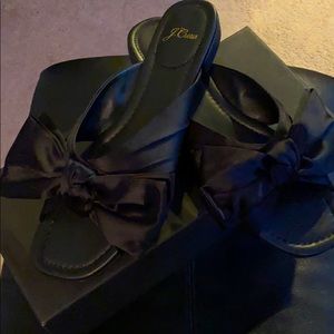 J Crew Satin Bow Leather Slide SIZE 9 - NEW